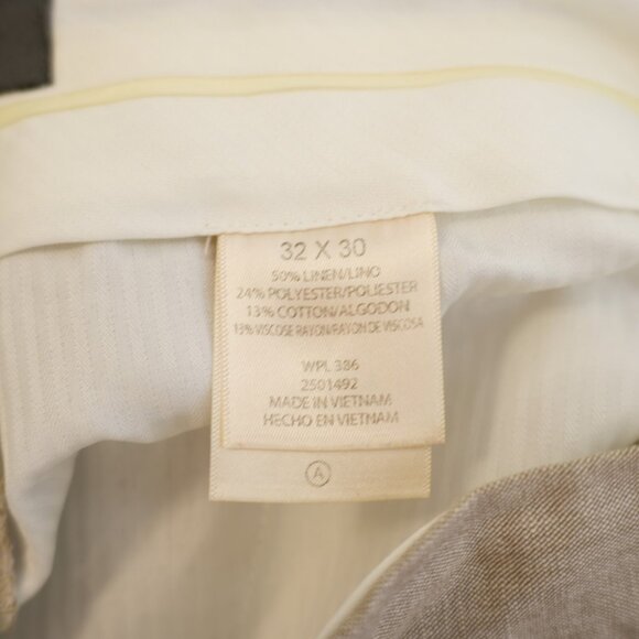 Kenneth Cole Reaction Linen Polyester Cotton Birdseye Dress Pants 32 / 29 Cream‎ - Picture 6 of 6